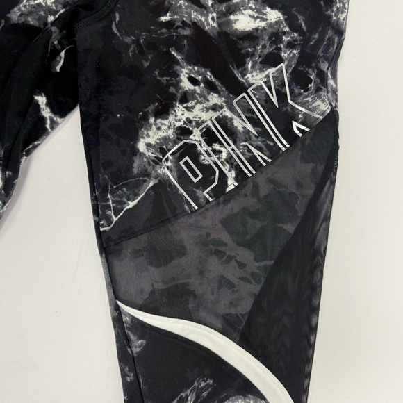 Marble Print PINK Victoria's Secret Black/White Mesh Leggings M Medium - Picture 6 of 8